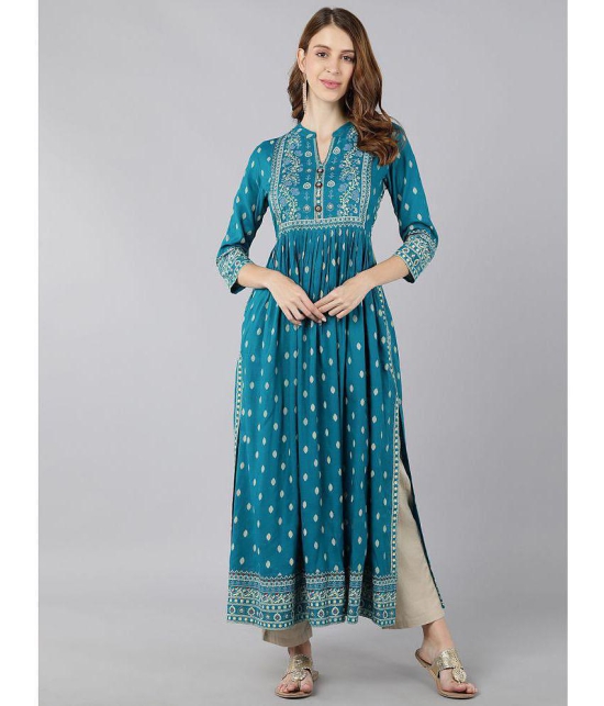 KIPEK - Teal Cotton Womens Straight Kurti ( Pack of 1 ) - None