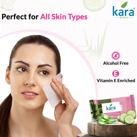 Kara Aloevera & Cucumber Refreshing Facial Wipes Pack of 20 (5 Pulls)