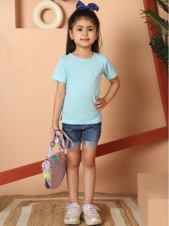 MINI & MING Girls Solid Round Neck Pure Cotton T-shirt