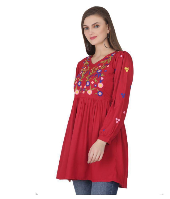 SAAKAA Rayon Regular Tops - Red - XL