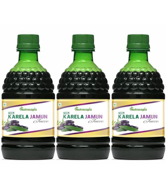 NUTROCOPIA Neem Karela Jamun Juice for Diabetes - 400 ml, Ayurvedic Diabetic Care Juice, Helps Maintain Healthy Sugar Levels, Immunity Booster Juice for Skin Care & Natural Detox Pack of 3