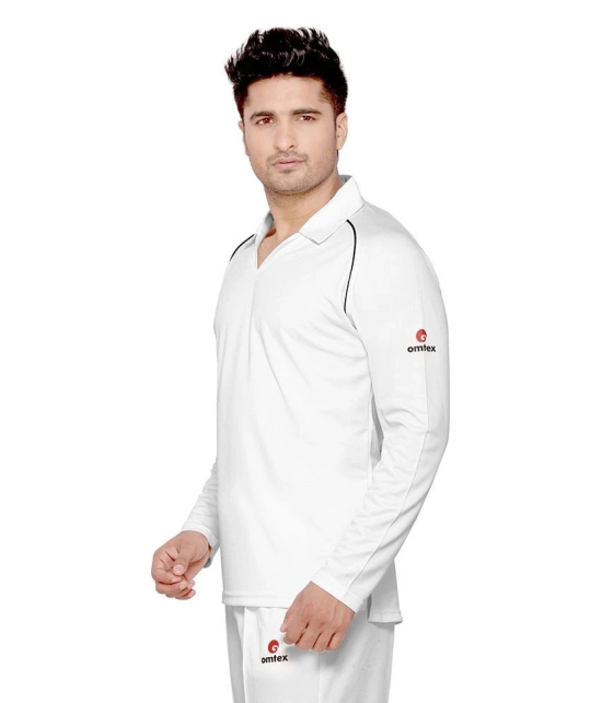 Omtex Full Sleeves Cricket Wear White T-Shirt - S