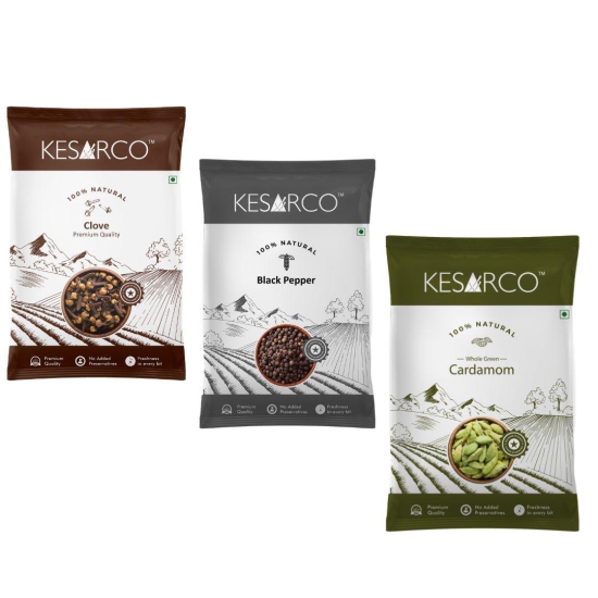 Clove, Black Pepper and Green Cardamom-Clove 50gm Black Pepper 50gm & cardamom 25gm