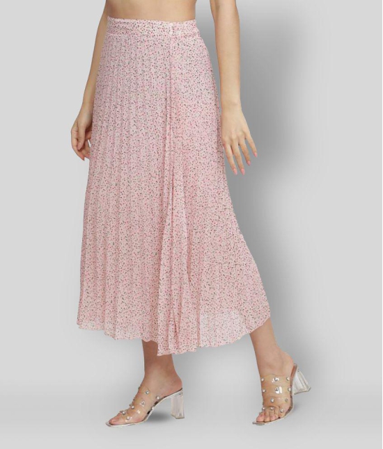 NUEVOSDAMAS - Pink Georgette Womens A-Line Skirt ( Pack of 1 ) - 34