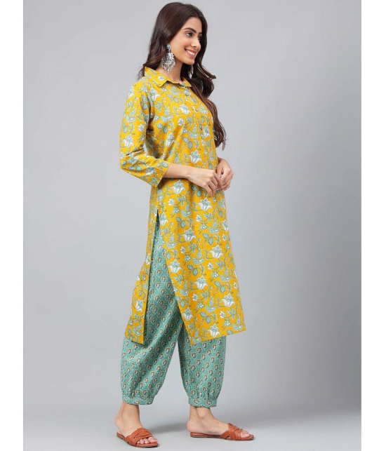 Janasya - Mustard Straight Cotton Women's Stitched Salwar Suit ( Pack of 1 ) - None