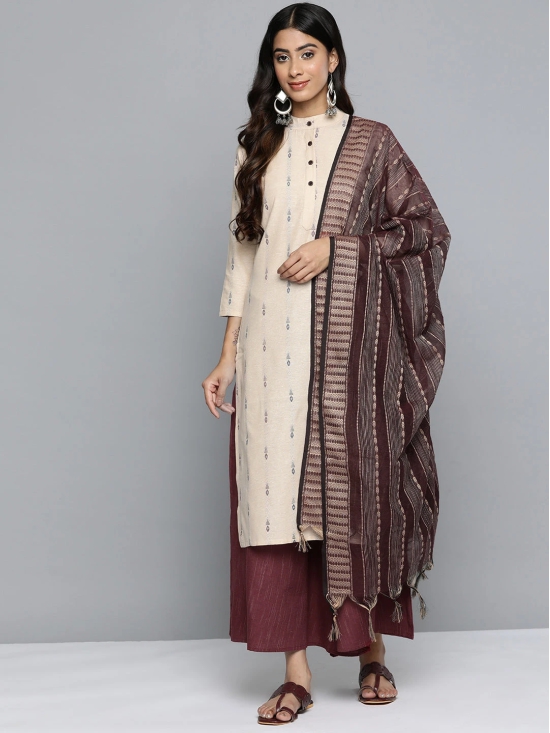 Jompers Woven Design Kurta With Palazzos & Dupatta-XXL / Purple