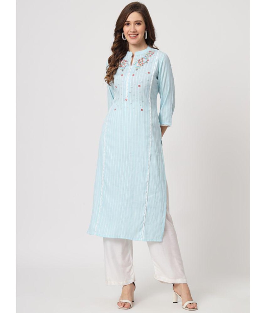 AMIRA'S INDIAN ETHNICWEAR - Blue Viscose Women's Straight Kurti ( Pack of 1 ) - None