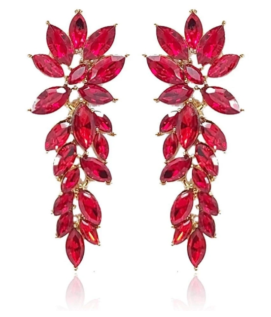 YouBella Jewellery Girls/Womens Stylish Latest Design Gold Plated Crystal Earrings (Red) - Red