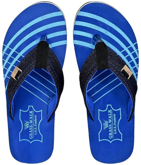 GRASS WALK - Blue Men's Thong Flip Flop - None