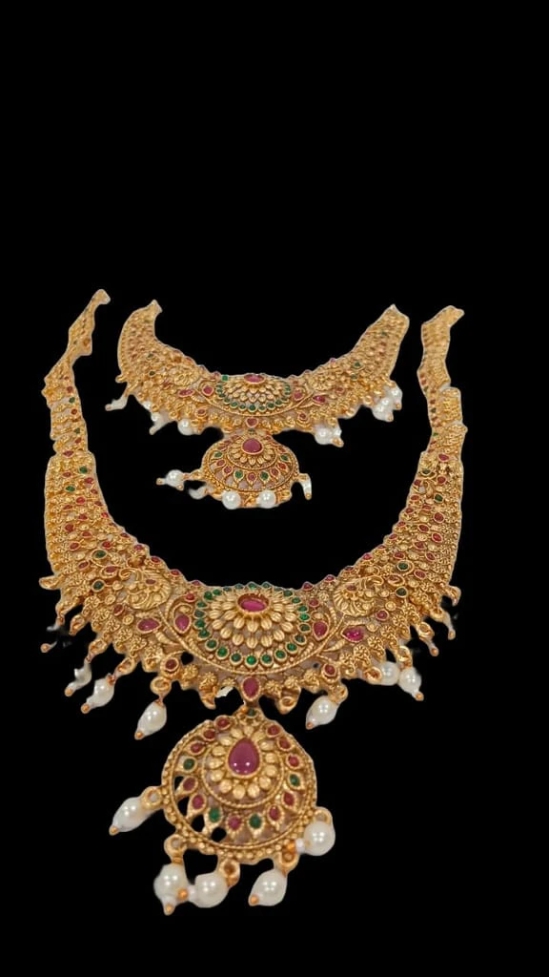 South Indian Traditional Gold Plated Temple Jewellery Set