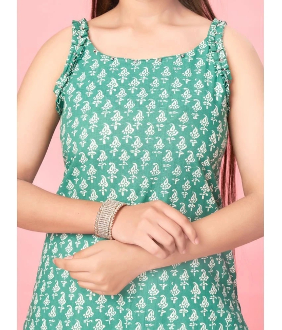 Aarika Sea Green Cotton Girls Kurti ( Pack of 1 ) - None