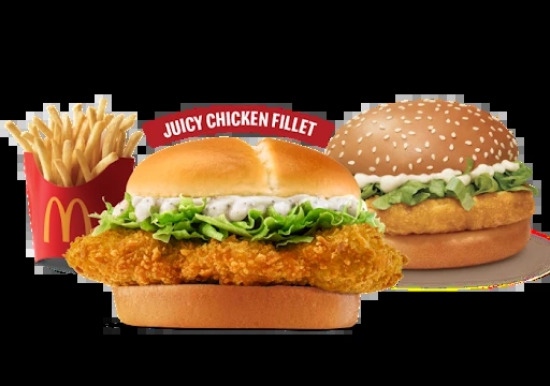 McCrispy Chicken Burger + McChicken Burger + Fries (M).