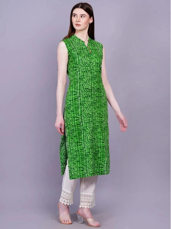 HIGHLIGHT FASHION EXPORT Cotton Printed Straight Womens Kurti - Green ( Pack of 1 ) - None