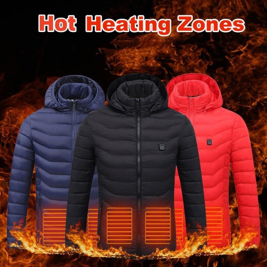 New USB Electric Heated Jacket Cotton Coat Thermal Clothing Heated Vest Men's Clothes for Winter | 1 YEAR Warranty-Blue Zone8 / 6XL