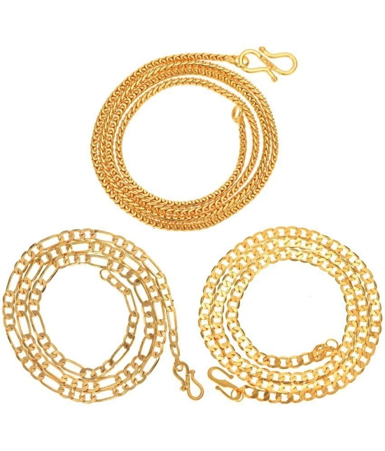 AanyaCentric Combo of 3 Gold Plated 28inches Long Fashion Chain - None