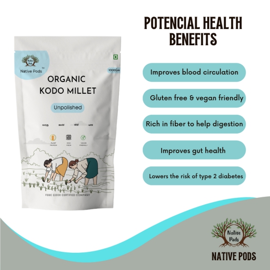 Native Pods Kodo Millet Unpolished 500g- Varagu, Harka,Arikelu - Natural & Organic - Gluten free and Wholesome Grain without Additives