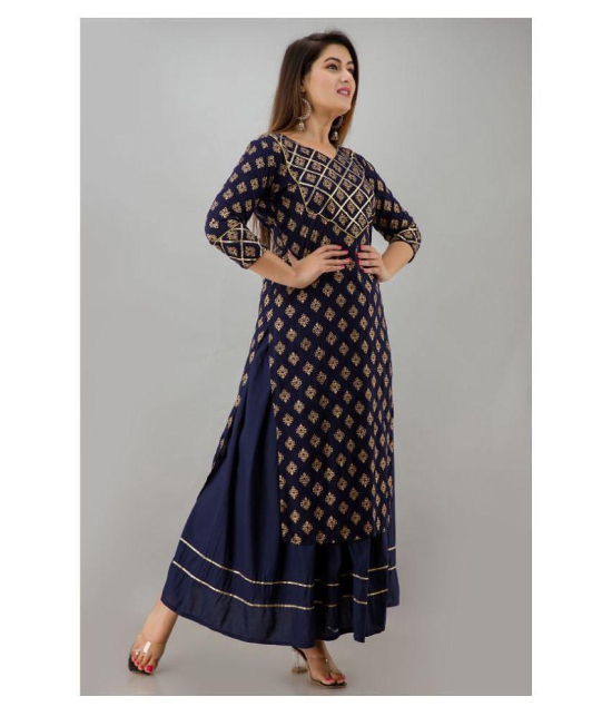 FabbibaPrints Rayon Kurti With Skirt - Stitched Suit - S