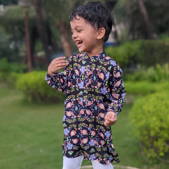 Malmal Kurta | Black Forest-4-5Y