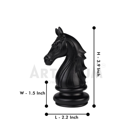 Artarium Knight Horse Chess Piece Statue Sculpture Collectible Figurine for Home House Office Table Decor - Pack of 1 (Black)