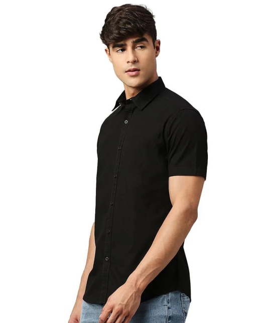 Leotude Cotton Blend Regular Fit Solids Half Sleeves Mens Casual Shirt - Black ( Pack of 1 ) - None