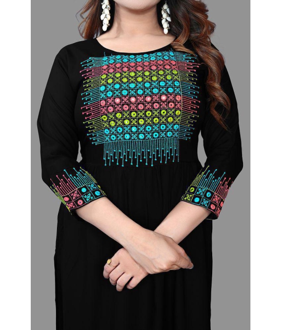 HAYA - Black Rayon Women''s Straight Kurti ( Pack of 1 ) - None