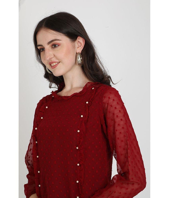 Berrylicious - Maroon Georgette Women's Regular Top ( Pack of 1 ) - None