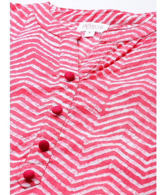 SVARCHI - Pink Cotton Women's Straight Kurti ( Pack of 1 ) - None