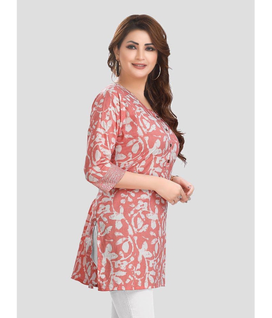 Meher Impex Cotton Printed Straight Womens Kurti - Pink ( Pack of 1 ) - None