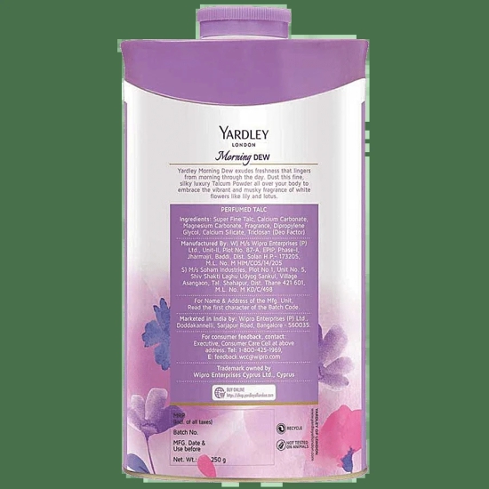 Yardley London Morning Dew Perfumed Talc, 250 g