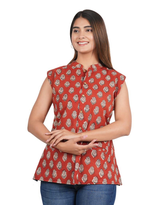 Tribes India Bagru Hand Block Printed Jacket - Red