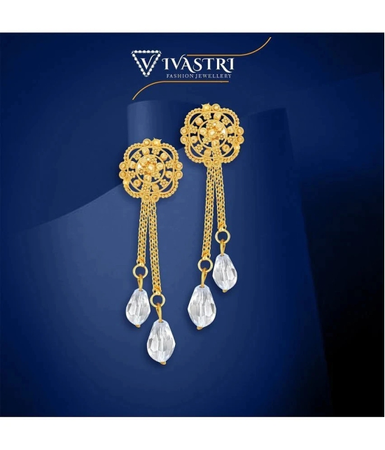 VIVASTRI Golden Drop Earrings ( Pack of 2 ) - Golden