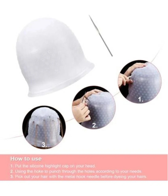 Lenon Highlight Cap Silicone Hair Dye Cap Reusable Multicolor Hair Dyeing Hair Colour Cap with Hooks Home Salon for Women Men Girls Dyeing Hai