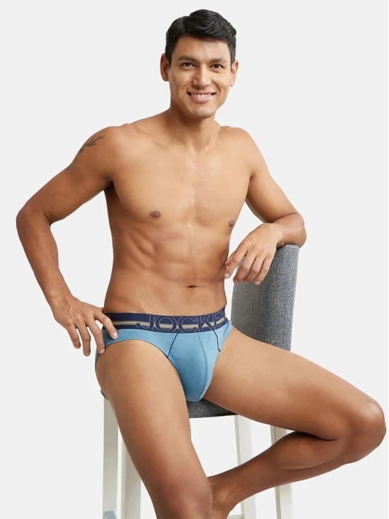 Jockey US17 Men Super Combed Cotton Rib Solid Brief - Aegean Blue - None