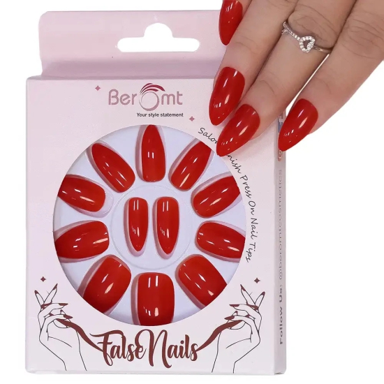 GLOSSY CLAWS NAILS (NAIL KIT INCLUDED)-Crimson Red