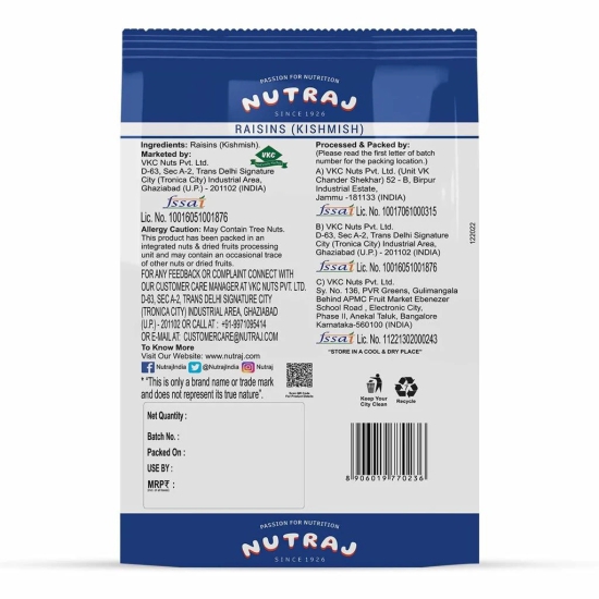 Nutraj Special Round Raisin 500g