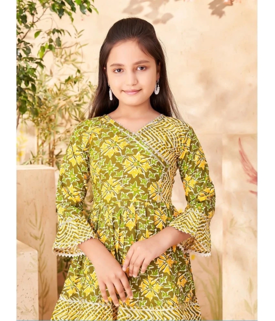 Aarika Green Cotton Girls Patiala Kurta Set ( Pack of 1 ) - None