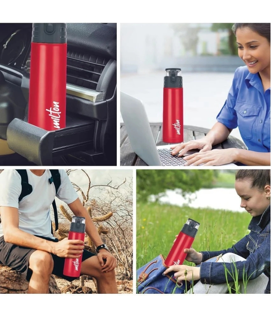 Milton Atlantis 400 Thermosteel Insulated Water Bottle, 350 ml, Red | Hot and Cold | Leak Proof | Office Bottle | Sports | Home | Kitchen | Hiking | Treking | Travel | Easy To Carry | Rust P