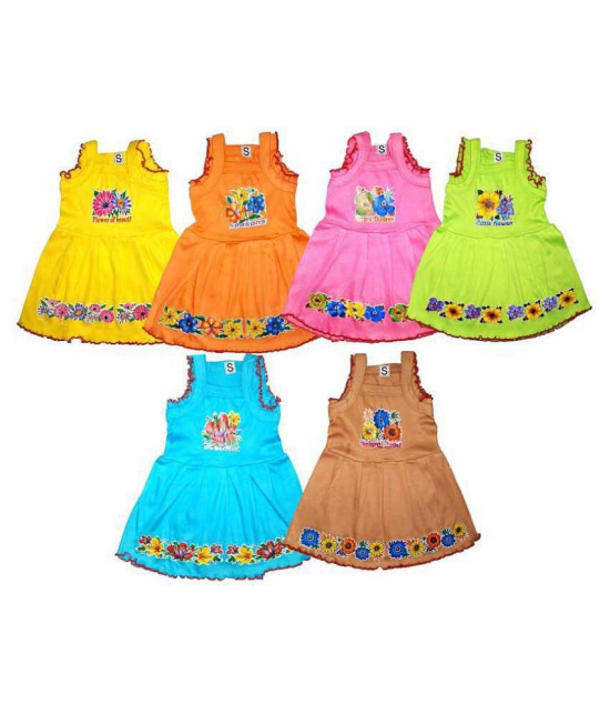 Baby girl cotton printed frock  (pack of 6) - None