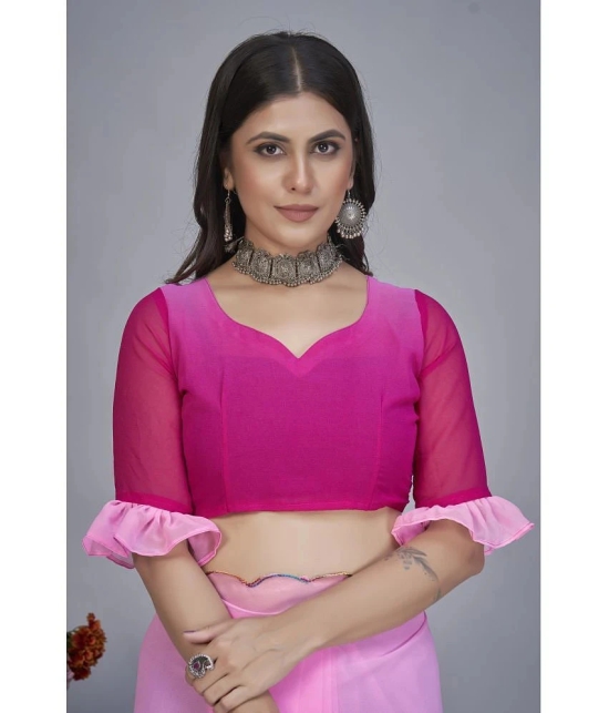 Apnisha Georgette Dyed Saree With Blouse Piece - Pink ( Pack of 1 ) - Pink