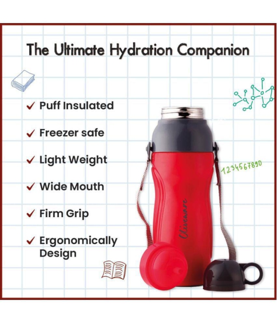 Oliveware Red Water Bottle 650 ml mL ( Set of 1 ) - Red