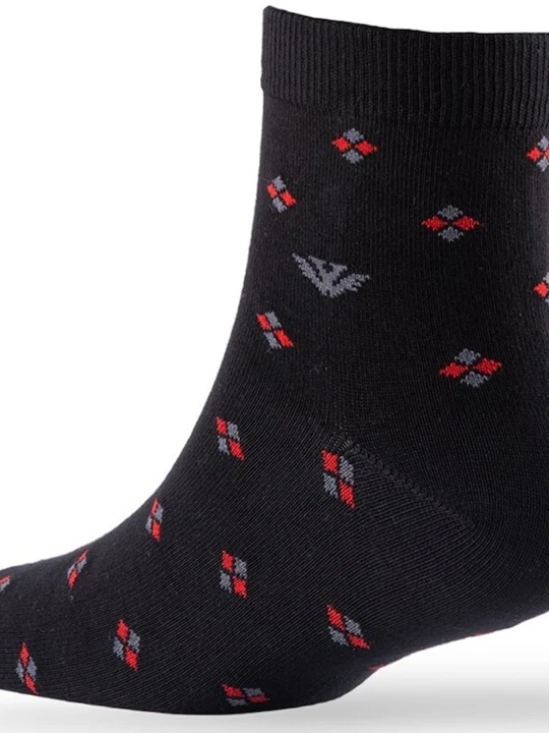 Men Pack Of 2 Patterned Cotton Ankle Length Socks