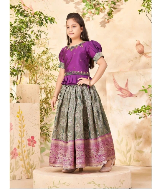 Aarika Purple Silk Girls Lehenga Skirt ( Pack of 1 ) - None