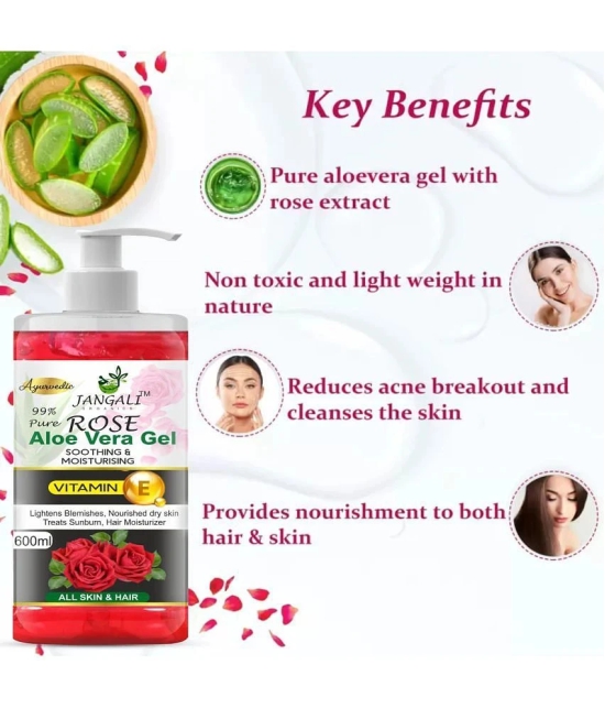 PURE JANGALI ORGANICS 100% PURE Rose Aloe Vera Gel for Beautiful Skin & Hair 1200ML