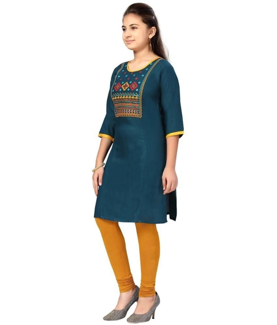 Aarika Dark Green Cotton Girls Kurti ( Pack of 1 ) - None