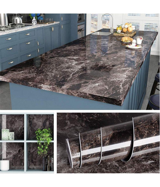 GEEO Dark Brown Marble Design for Kitchen wallpaper, Wall Sticker ( 200 x 60 cms )