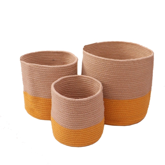 Dual tone Jute Baskets ( Yellow) Large (One Piece)