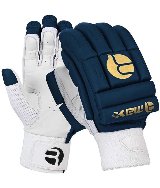 RMAX Unisex Leather & PU Navy Blue Cricket Batting Gloves (Senior, Right Hand) - L(Men)