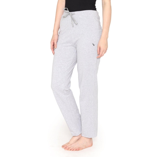 Vami Plain Cotton Rich Relax Lower For Women - Light Grey M