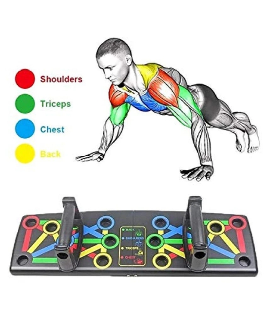 Push Up Board -with 14-in-one Muscle Toning System, Multifunctional Colour Coded Foldable Push up Board for Body Muscle Training - Multi Color