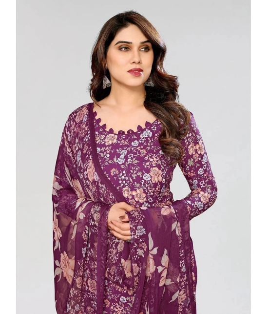 Kashvi Unstitched Crepe Printed Dress Material - Wine ( Pack of 1 ) - Wine